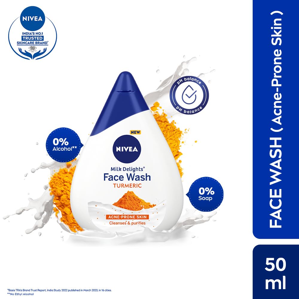 NIVEA Milk Delights Turmeric Face Wash 50ml | With Milk and Turmeric.
