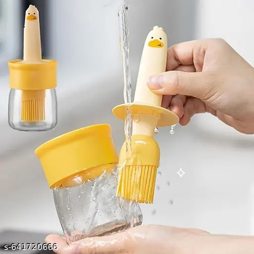 Oil dispenser bottle with brush | Cooking oil dispenser with basting brush | Kitchen oil brush container | Basting brush oil bottle |