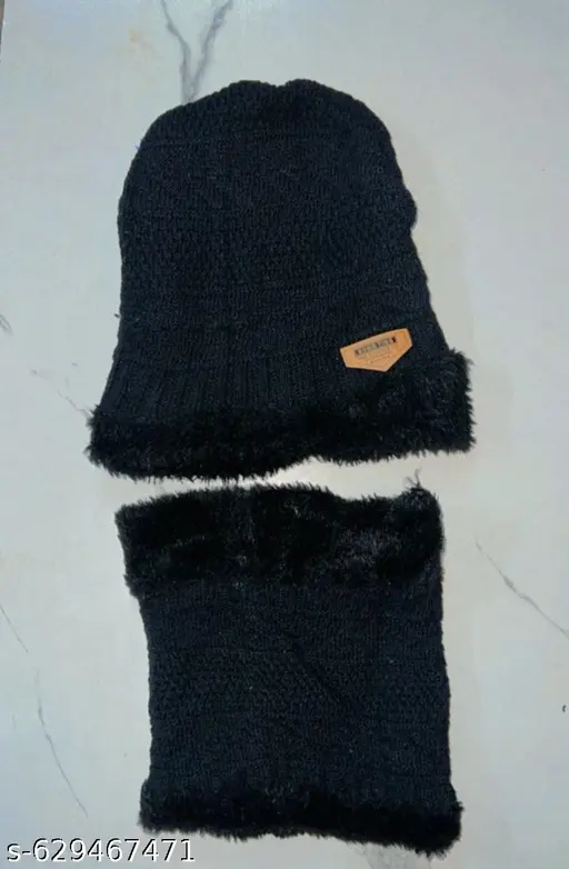Attractive Men Black Beanie Wool Caps & Hats